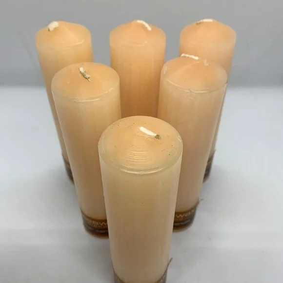 Limited Edition Pale Pink Beige Beeswax Blend Candles Pack of 6 14.5cm x 3.8cm - Picture 3 of 6